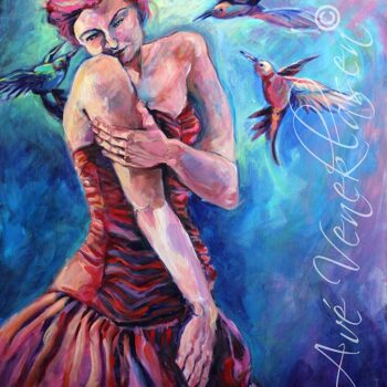 Woman in Pink with Birds