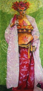 Ave_Veneklasen_WomenWithFlowers_CrownedInRed_Pastel