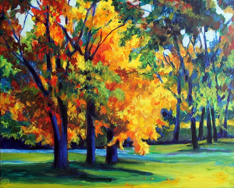 Ave Madiol Veneklasen Landscapes Yellow Trees Acrylic Plein Air